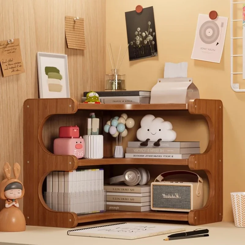 *home furniture shelves organizers Multi-layer Solid wood corner desktop Kitchen daily necessities Storage locker bookshelf