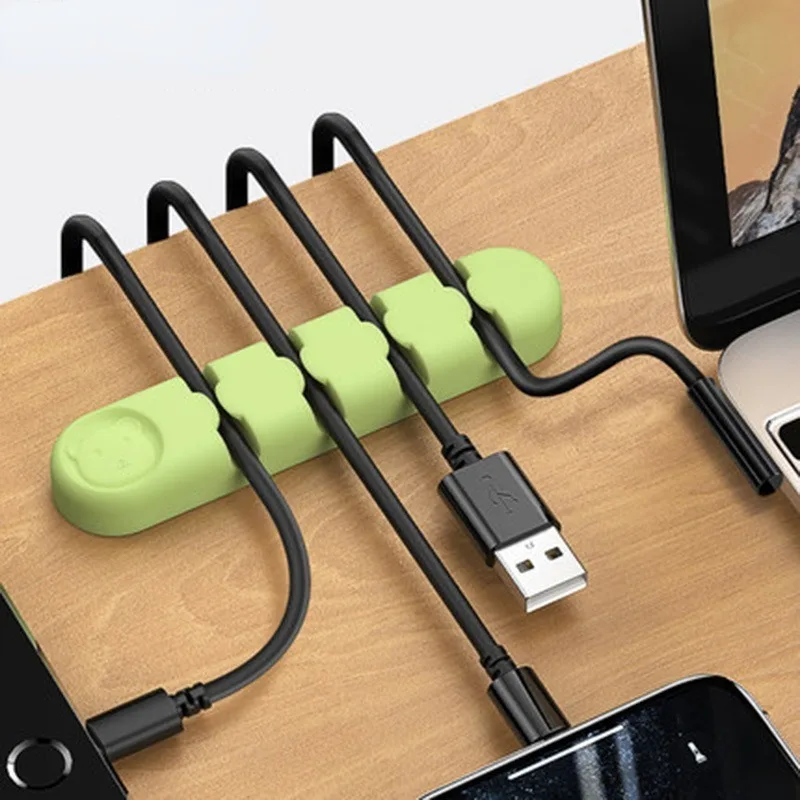 Silicone Cable Organizer Liquid Feel Simple Anti-tangle Hub Clip Desktop Wire Data Cable Fixed Cable Organizer