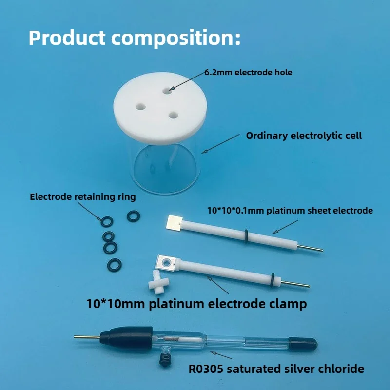 C002 Unsealed Electrolytic Cell with 3 Pcs Electrodes Complete Set