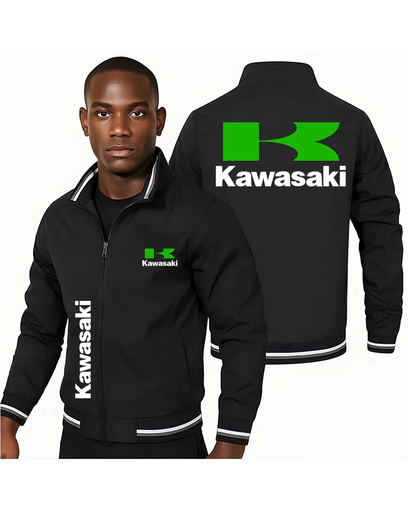 

Cross border Kawasaki motorcycle off-road leisure loose trendy sports men's cardigan fashion plus men's logo jacket