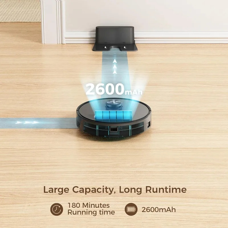 Tesvor-S5 Robot Vacuum e Mop,3000Pa Sucção, 180Mins Max, Navegação LiDAR, Aspirador robótico, Wi-Fi App, Alexa Auto-Carregamento