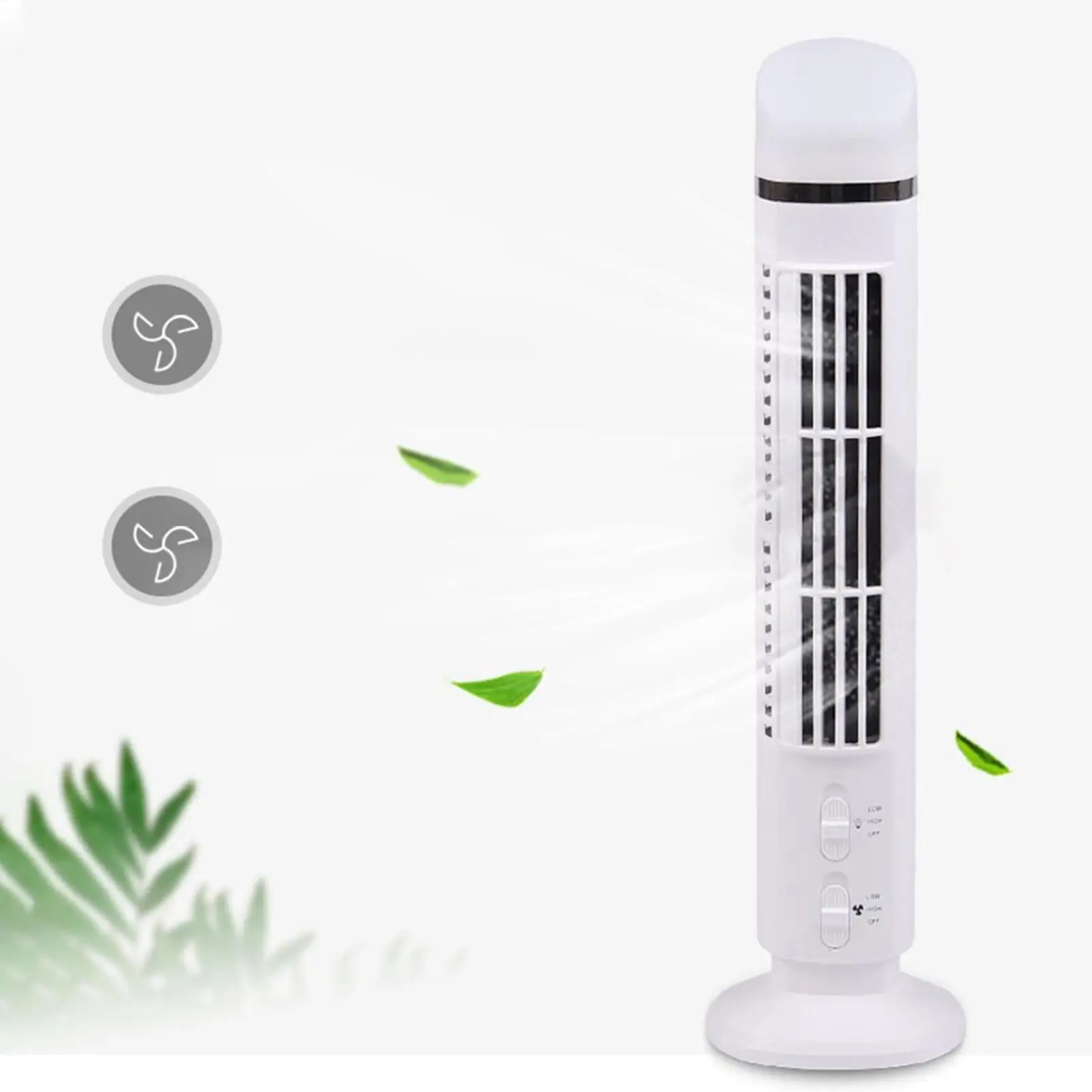 Portable Air Cooler Fan,Streamlined Tower Fan With LED light Powerful Wind,Space-Saving, Bladeless Design, USB Interface Durable