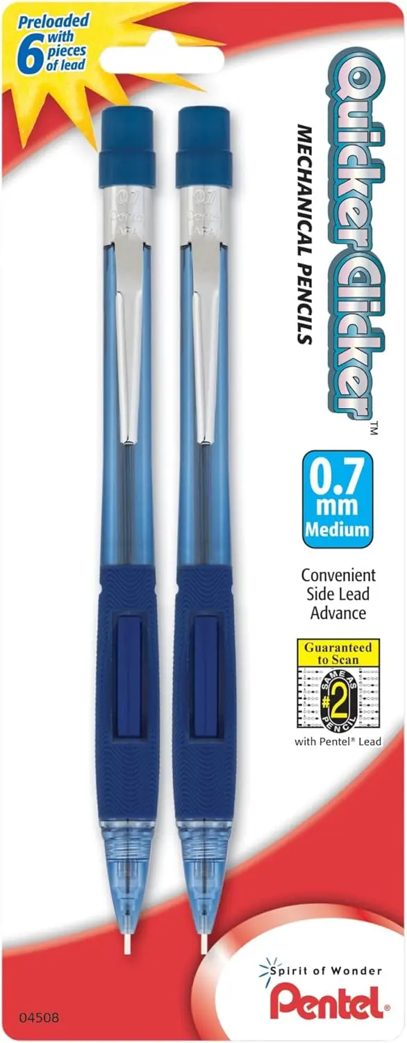 

Transparent Blue Mechanical Pencil, 0.7mm Lead, Pack of 2 for Smooth Writing and Ergonomic Design