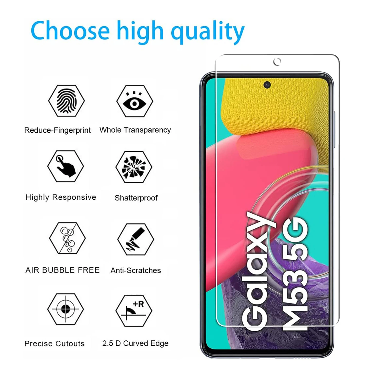 Screen Protector For Samsung Galaxy M53 Tempered Glass No Bubbles 9H Hardness HD 1/2/3/4Pcs