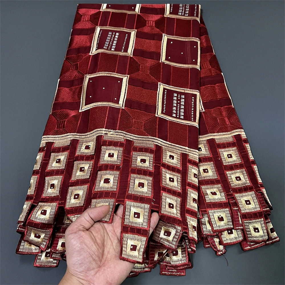 2025 أحدث جودة عالية الأفريقي النيجيري النقي تول الدمشقي أقمشة الدانتيل التطريز فستان الحفلات الترتر القطن 5 ياردة