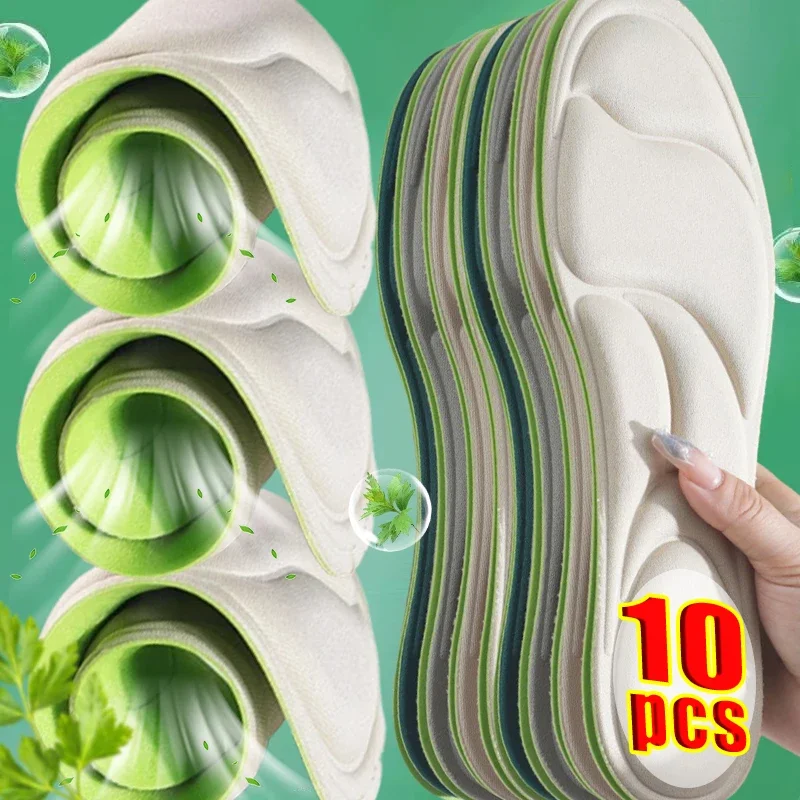

10pcs 5D Massage Feet Arch Support Insoles Deodorizing Insole Running Sports Sweat-Absorption Shoe Pads Memory Foam Shoe Cushion