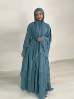 Kaftan Hijab ouvert en mousseline de soie pour femmes et enfants, kimono Abaya de Dubaï, ensembles musulmans de luxe, Islam Kebaya Damen, robes d'été modestes 2
