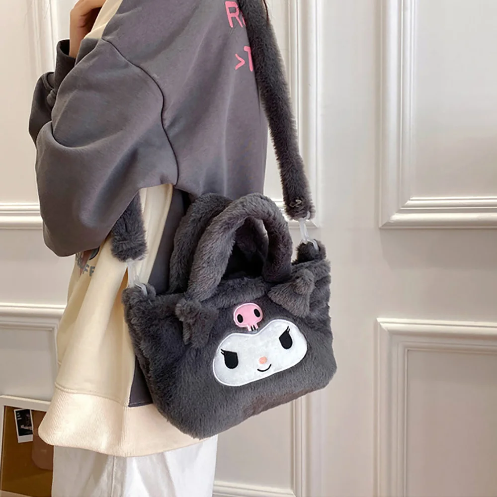 Sanrio Plush Messenger Bag Shoulder Bags Backpack Hellokitty Kuromi Mymelody Handbag Kawaii Anime Detachable Shoulder Strap Tote