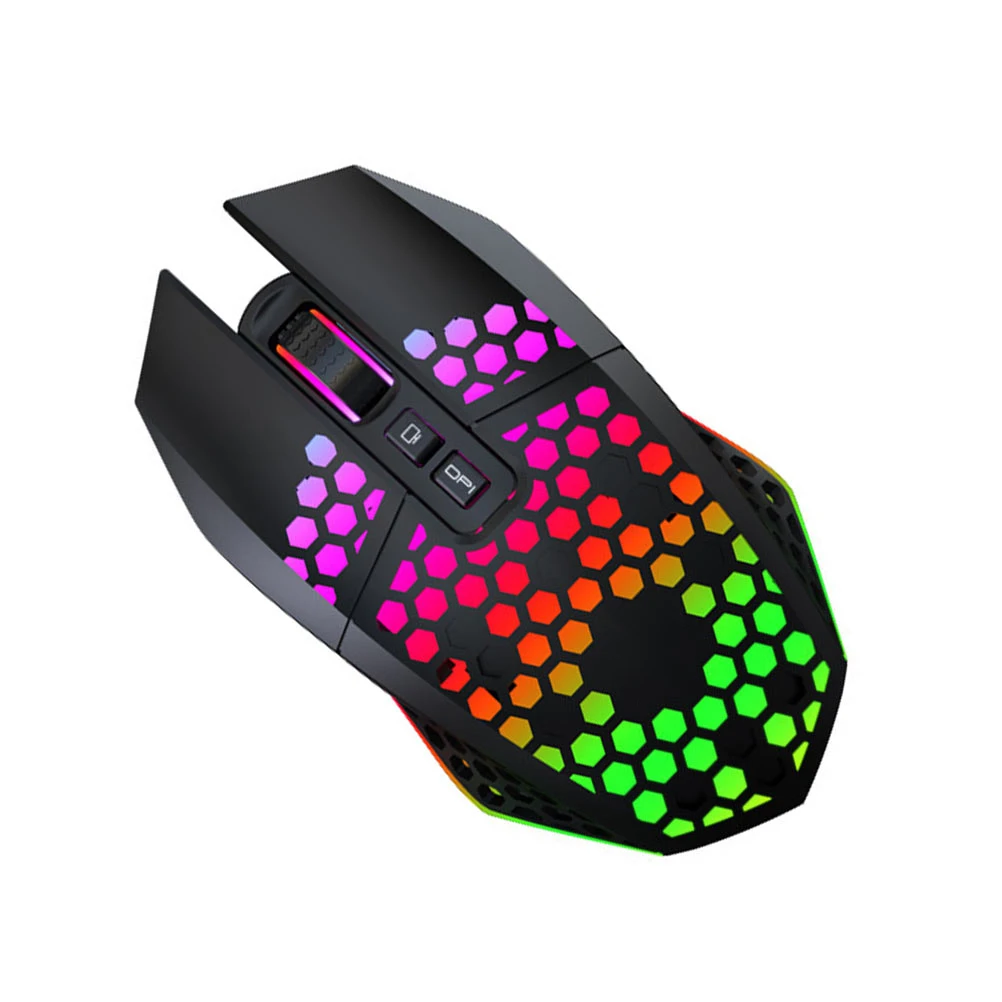 

Wireless Mouse 3 Levels DPI Adjustable Ergonomic for Home Office Black Computer Accessory RGB Plastic Multi Purpose Gamer