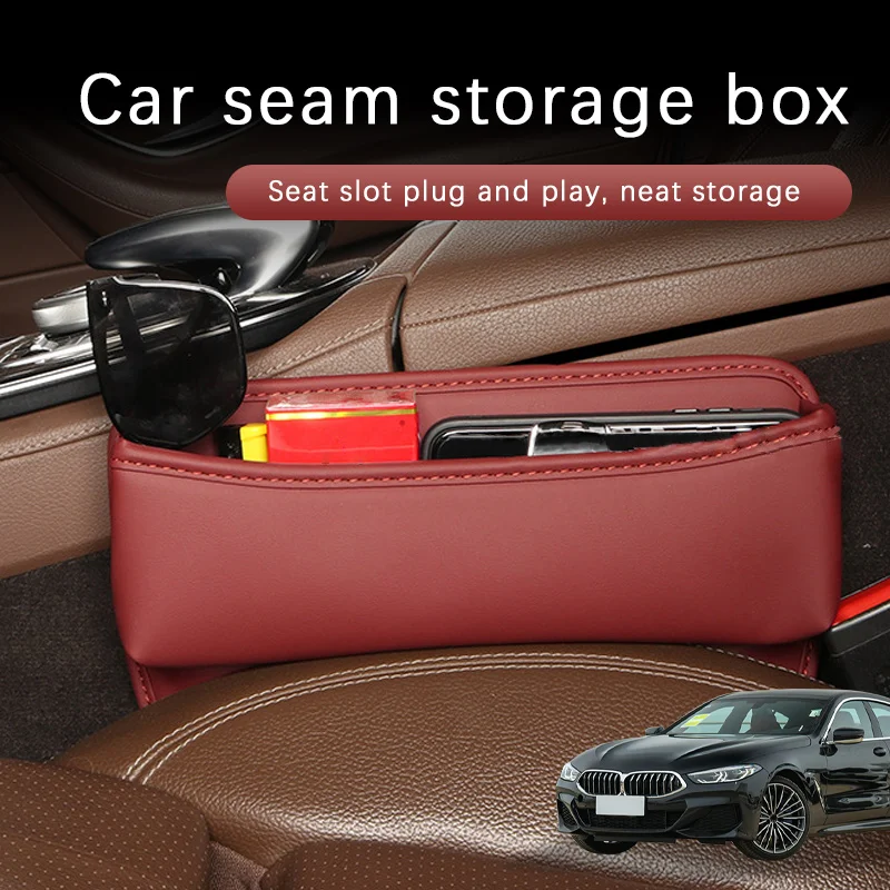 

Car Seat Gap Storage Box Driver Front Auto Seat Gap Filler Organizer Wallet Keys Card Storage Box For BMW 8 series