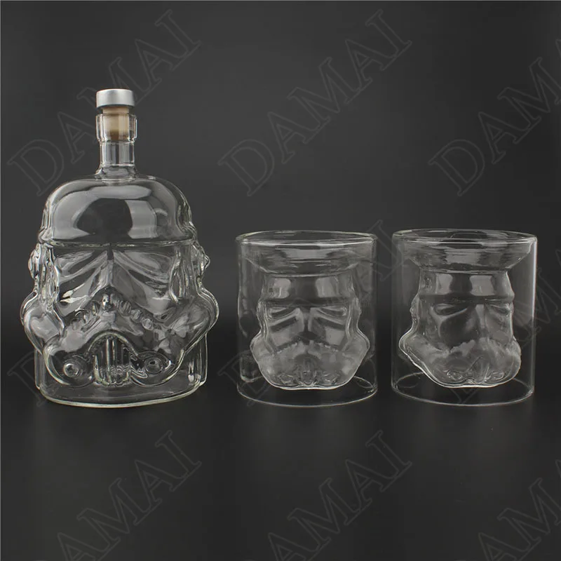 

European Glass Shot Glasses Set Creative Skeleton Relief Decorative Brandy Flask Sets Modern Bar Desktop Wine Decanter Bottling