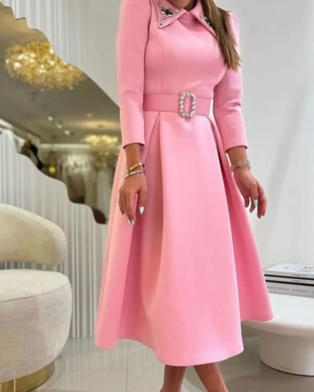 

Elegant Evening Dresses Square Ruffle Formal Mermaid Prom Dress Tea Length Zipper Back Formal Party Dress for Women