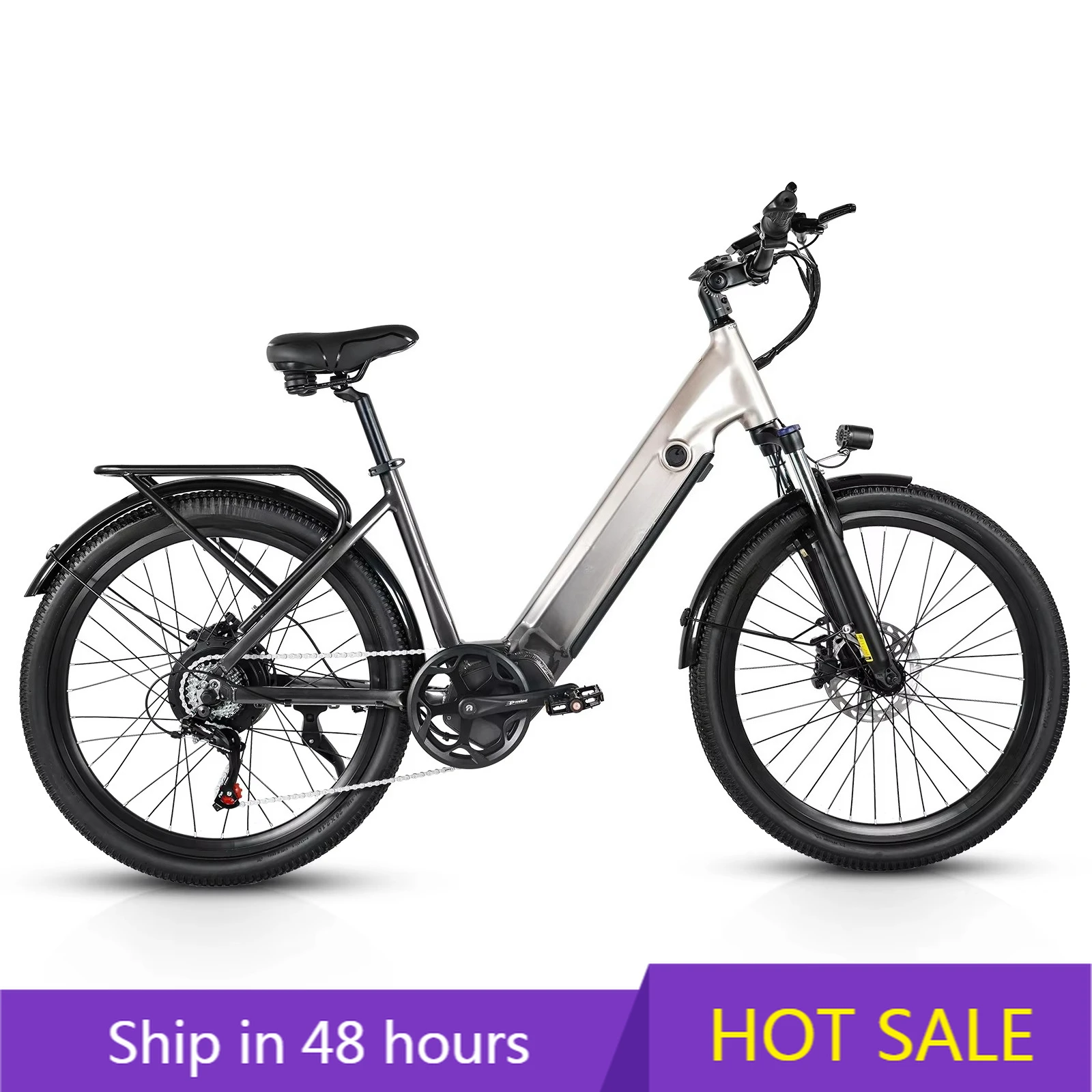 

POWER LEAP 26"*2.1" Mountain Electric Bicycle 500W Rear Hub Motor Hidden Battery Aluminum Frame Sport Style