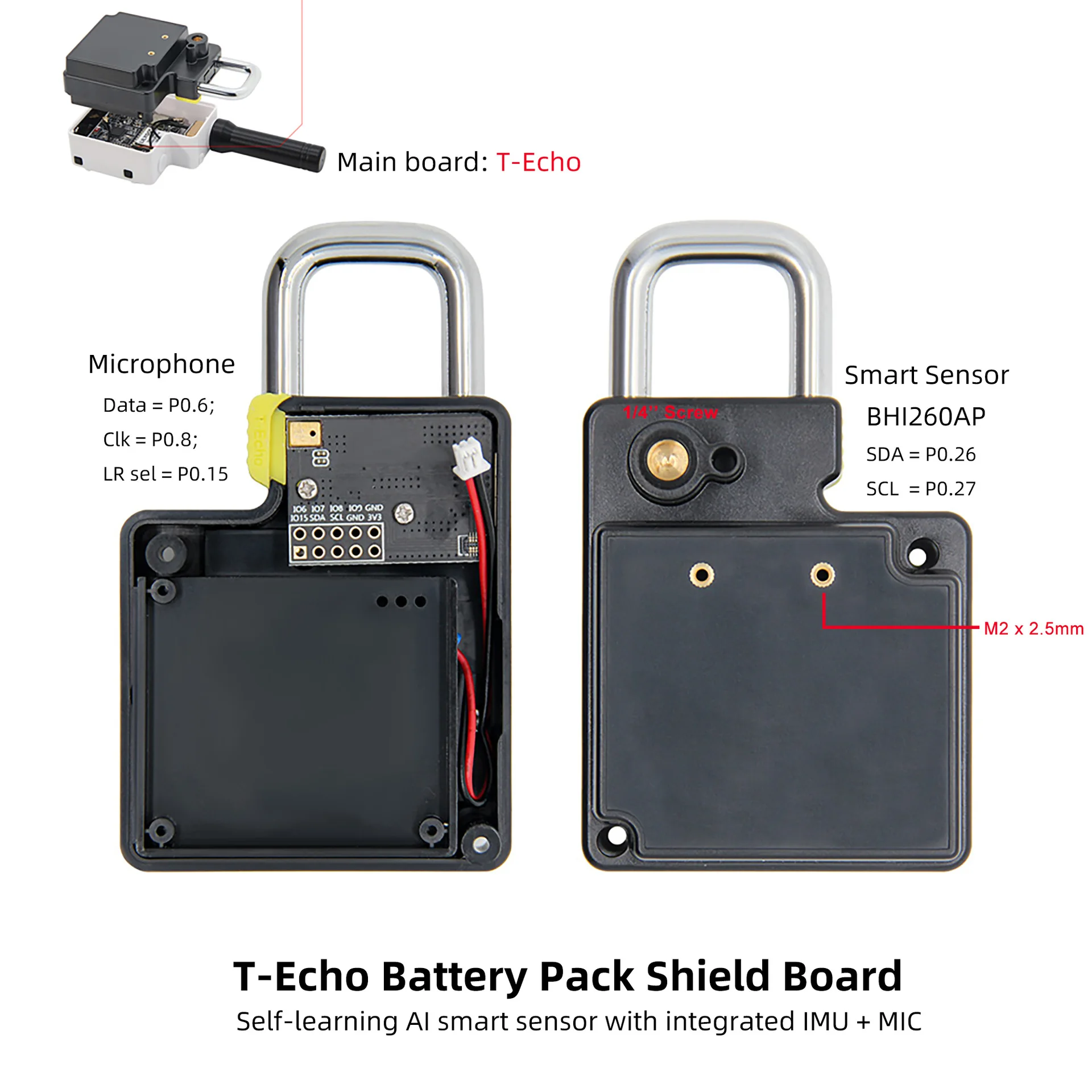 LILYGO T-Echo ABS Shell Battery Pack Protective Case for T-Echo Meshtastic LoRa Module DIY Enclosure