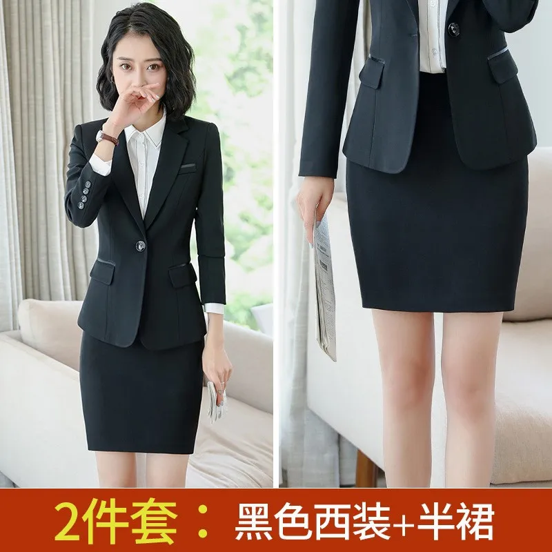 1105Long Sleeve Black with a Turn-down Collar Business Wear Professional Women\'s Pants Suit Gray Formal Wear Work Uniforms Civil