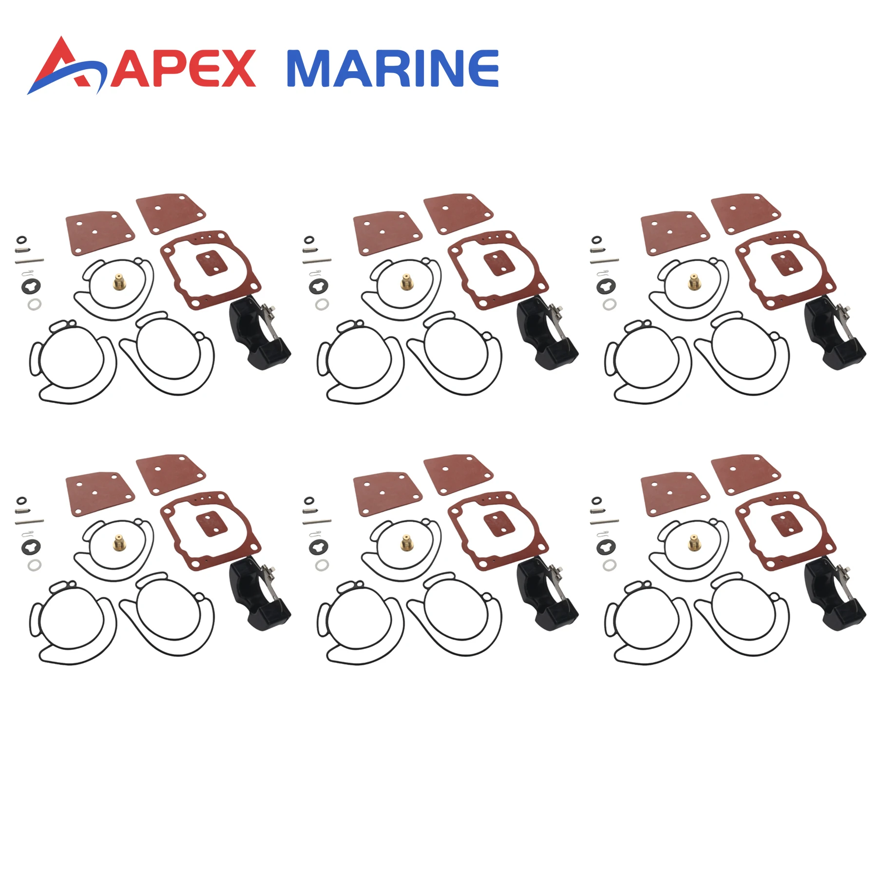 

6 Sets 438996 Boat Engine Carburetor Rebuild Kit for Johnson Evinrude OMC Outboard Motor V4 V6 90 To 175 HP 435442 436852