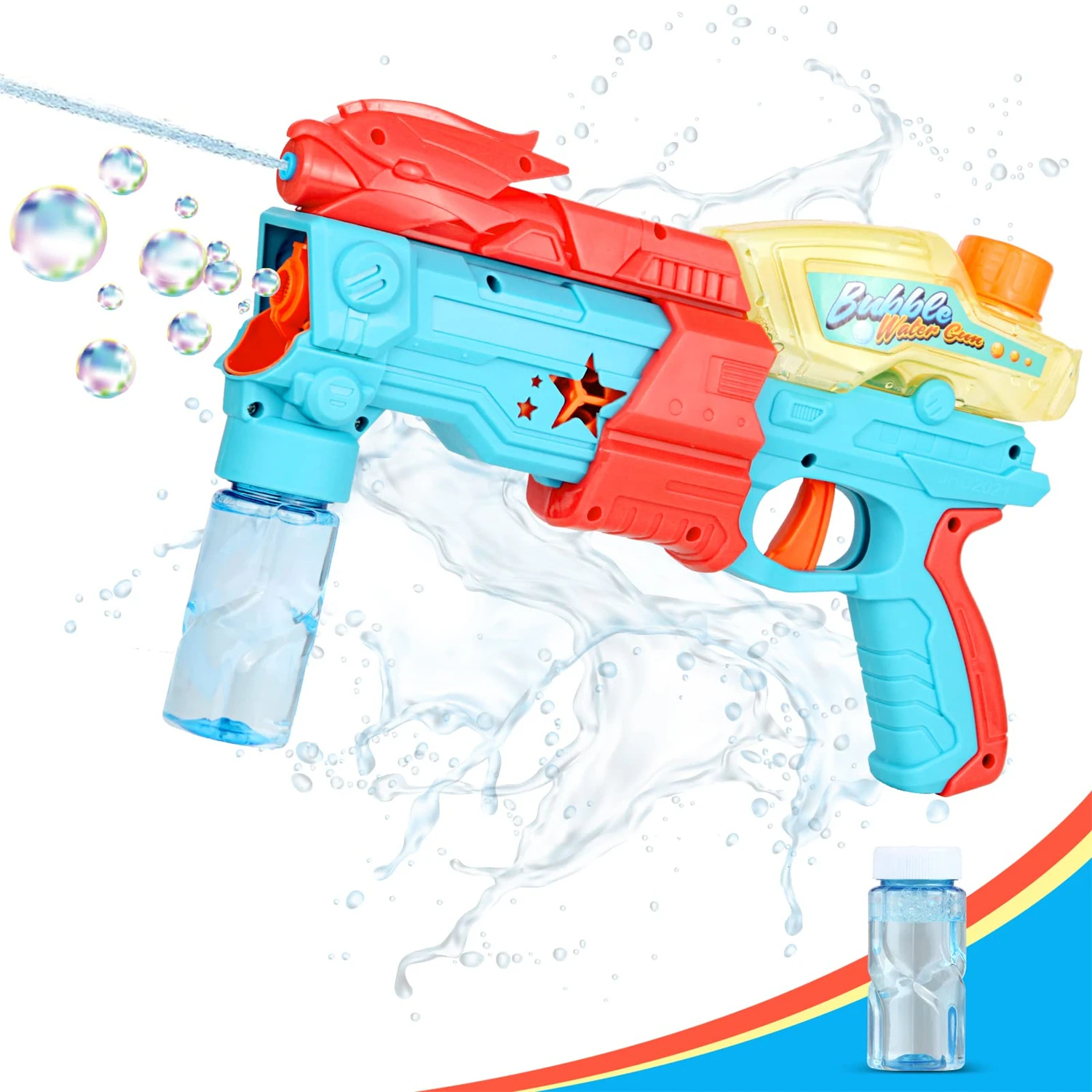 Summer Battle! Water Gun Bubble Gun 2-in-1 Kids Bubble Machine Water Gun Beach Pool Outdoor Toy Birthday Gift