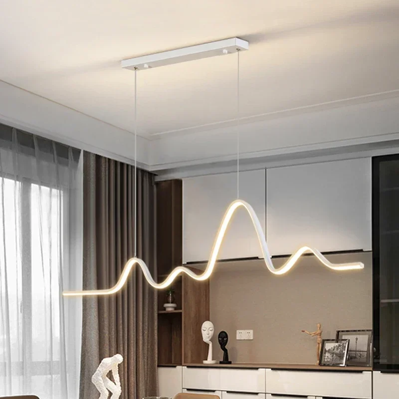 Lampe LED Suspendue au Design Minimaliste Moderne, Luminaire Décoratif d'Nik, Disponible en Noir et Blanc, Idéal pour une Table, une Salle à Manger ou une Cuisine