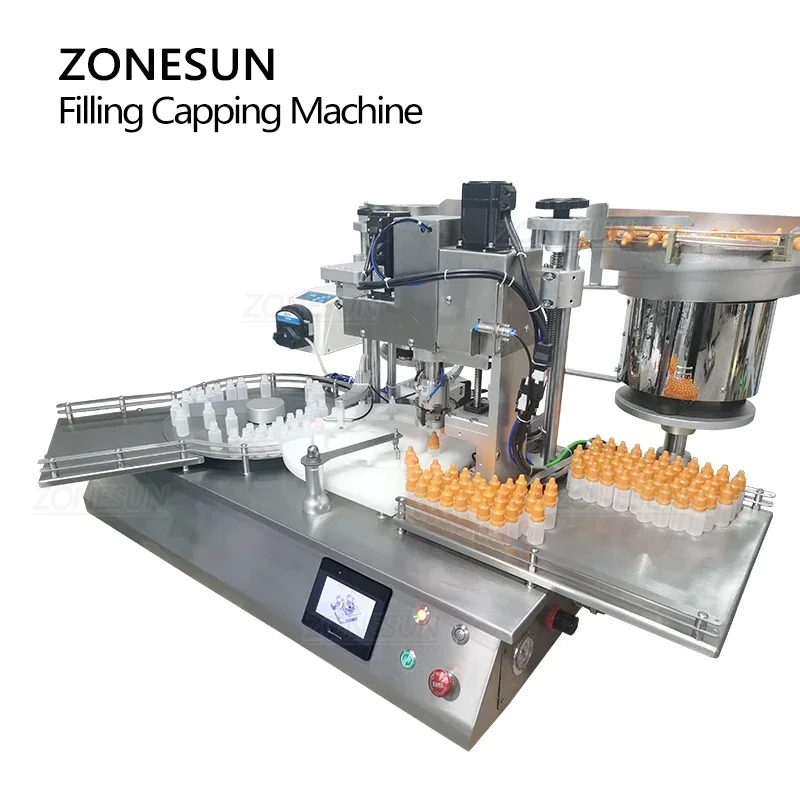 ZONESUN Tappatrice per riempimento pompa peristaltica per bottiglie di gocce automatiche rotanti da tavolo