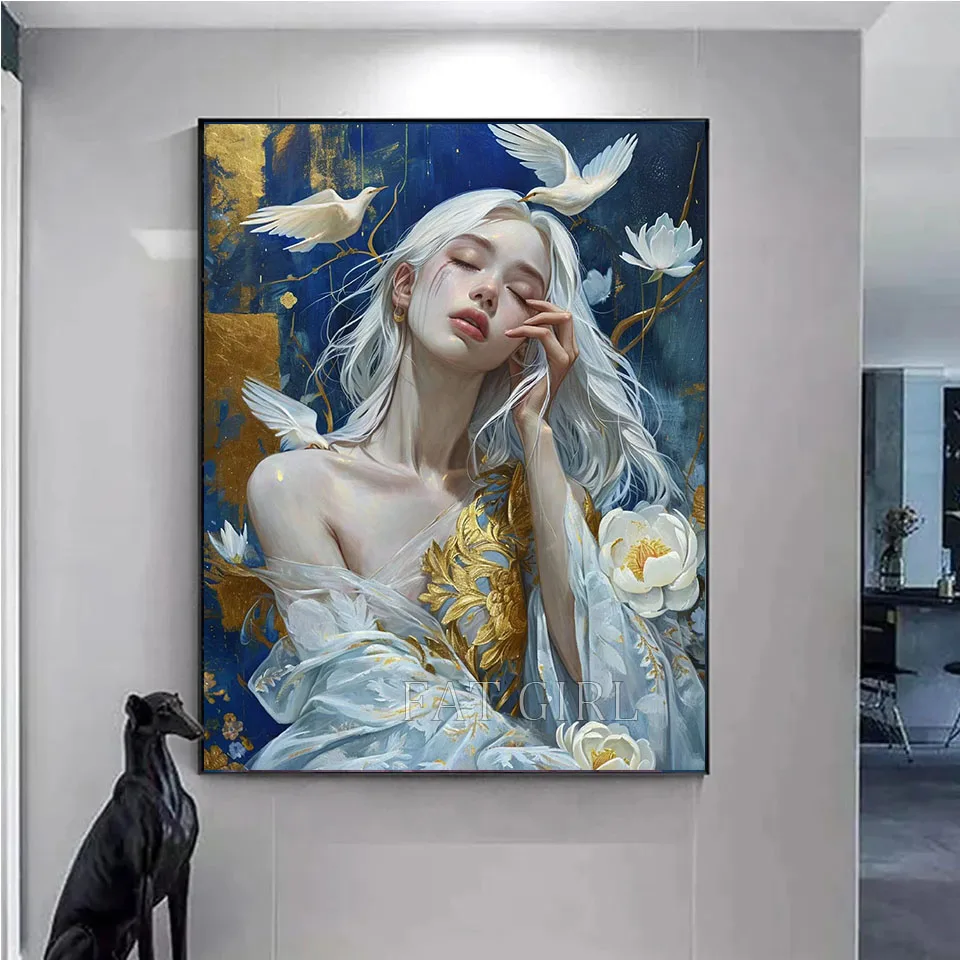 Fantasy Meditation Girl 5d Diy Diamond Painting New 2024 Kit Diamond Embroidery Mosaic Butterfly Pigeon Cross Stitch Home Decor