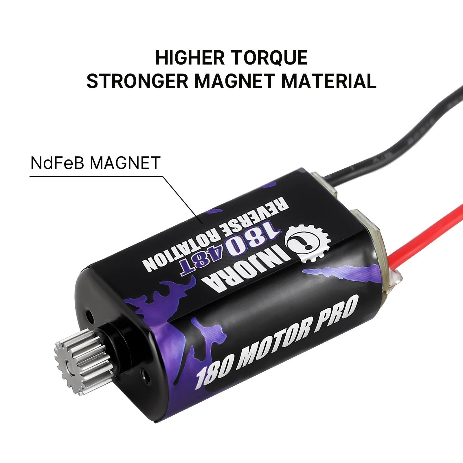 48T 180 Brushed Motor with Stainless Steel Pinion for 1/18 1/24 FMS FCX18 FCX24 Upgrade (INM14)