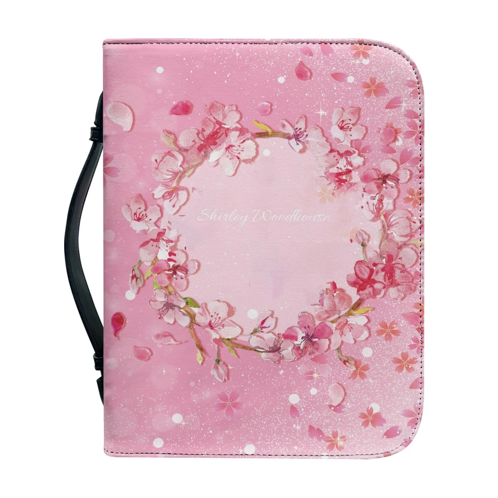 PENSTROLL Cherry Blossom Wreath Top Handle Bible Carrying Case for Women Protective Bible Cover 2026 New