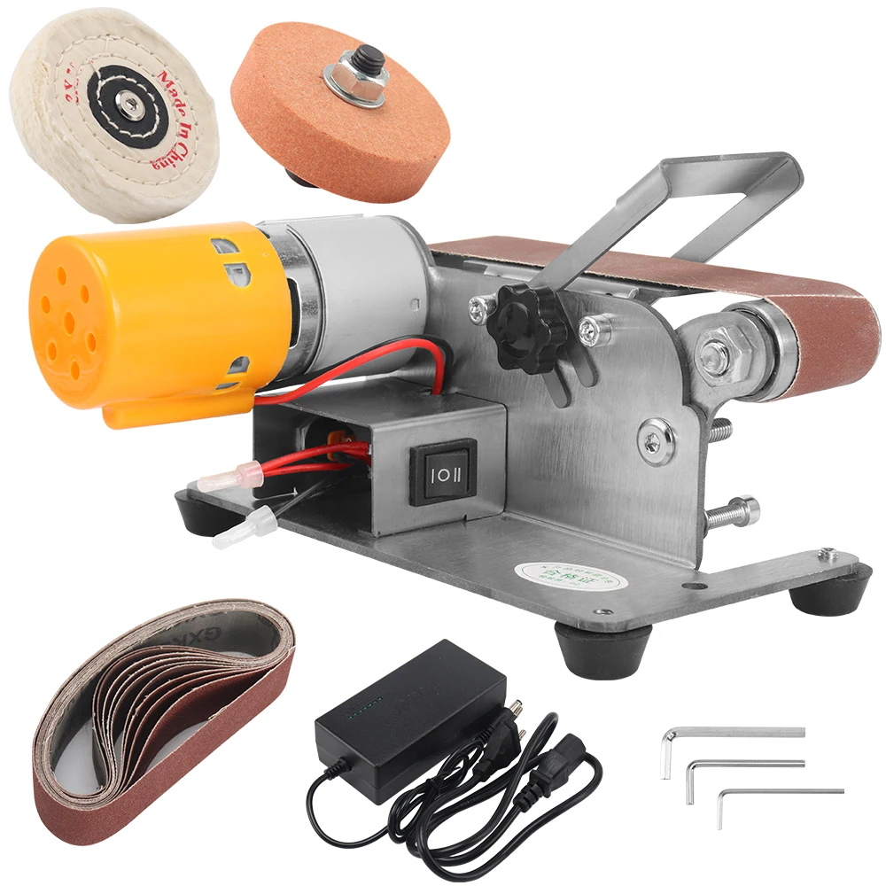 110V/220V Polishing Grinding Machine Mini Multifunctional Electric Belt Sander Cutter Edges Sharpener Grinder 7 Speed Adjustable