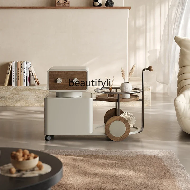 

B Italian minimalist creative trolley, designer living room sofa, storage side cabinet, movable side