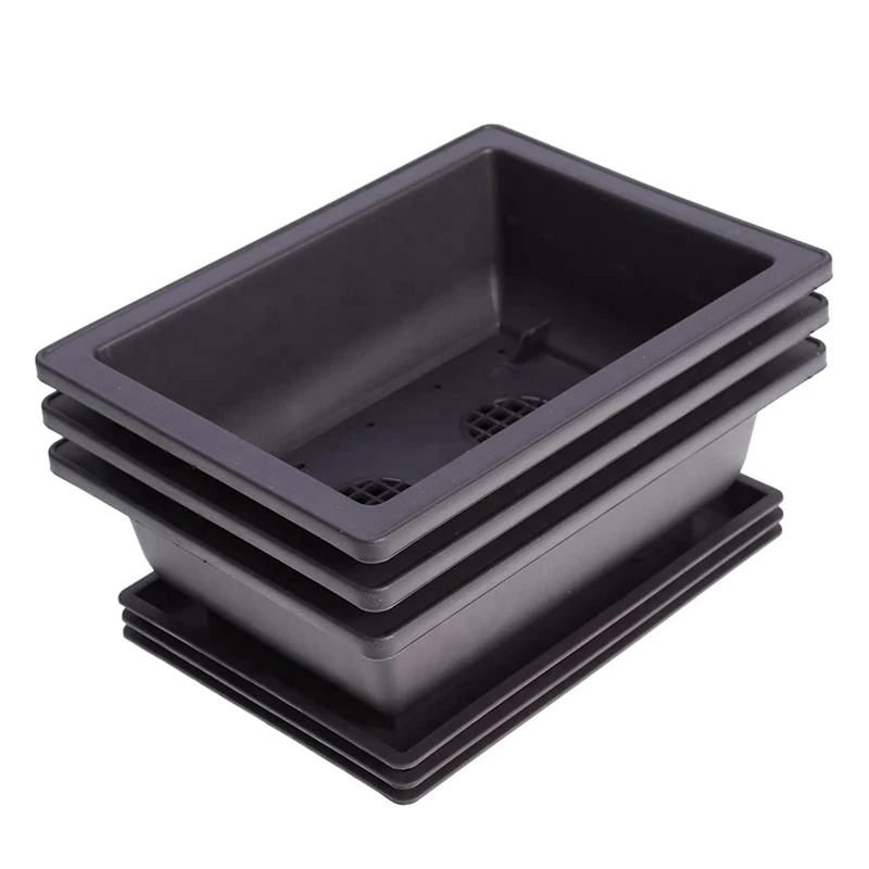 

18 Packs Bonsai Training Pots With Tray Plastic Bonsai Plants Growing Pot For Garden Yard Living Room 22.5X16.5Cm