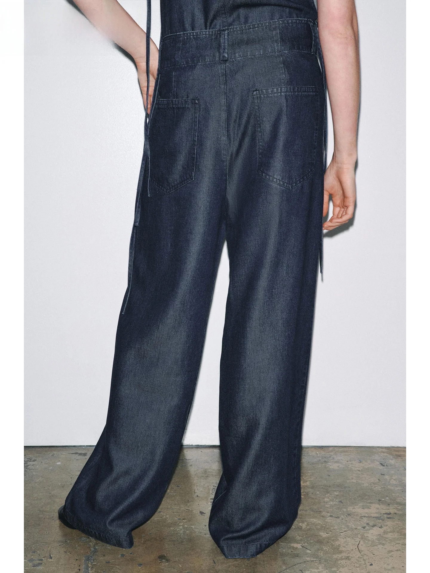 ZAPRHA 2025 가을 패션 다용도 중간 허리 크로스 스트랩 캐주얼 데님 롱 팬츠 여성용 루즈핏 탄력 허리밴드