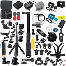 Accesorios para Gopro 13, 12, 11, 10, 9 carcasa de silicona impermeable, Protector de pantalla de vidrio, paquete adaptador, soporte para palo de Selfie