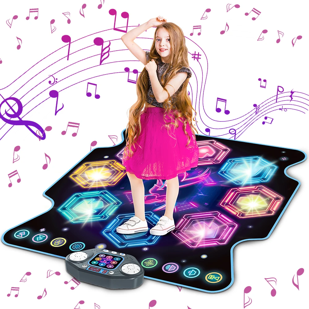 VATOS Dance Mat for Kids 27 Levels 8 LED Keys Bluetooth 5 Game Modes Built-in Music Ages 3+ Years