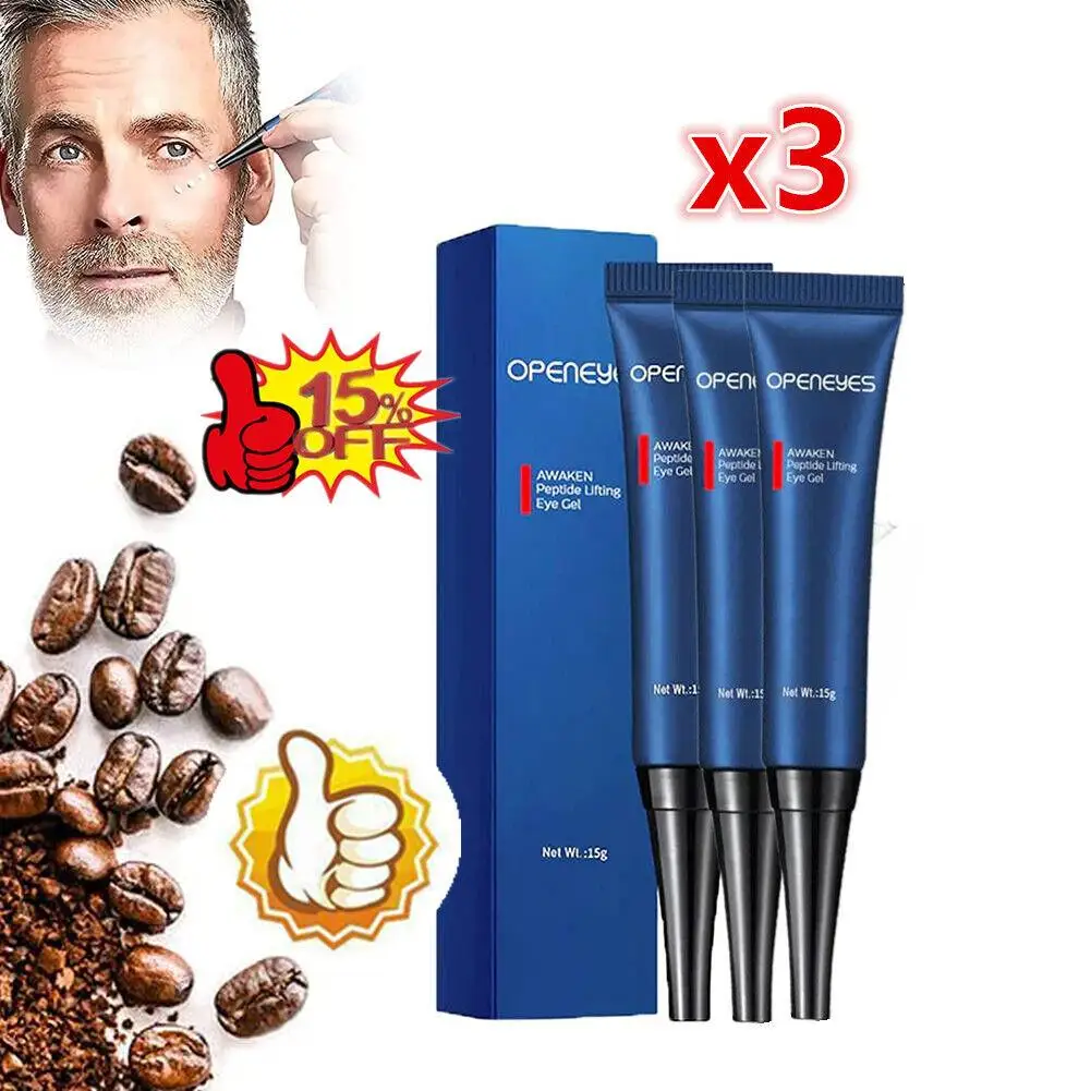 3 Stuks Openeyes Ontwaken Peptide Lifting Eye Gel Mannen Oog Hydraterende Onder Oogcrème Voor Donkere Cirkel Wallen Fijne Lijntjes Oogverzorging