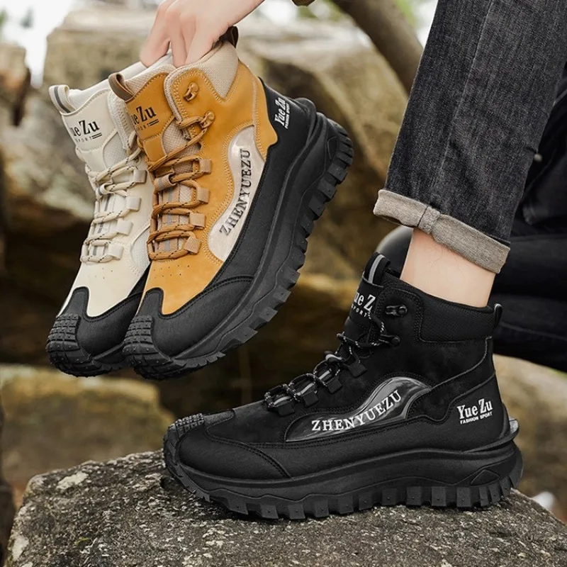 Men's Shoes PU Leather Retro Trend Men's Sneakers and Casual Shoes Thick-soled Heightening Platform Man's Shoes Tenis Masculino