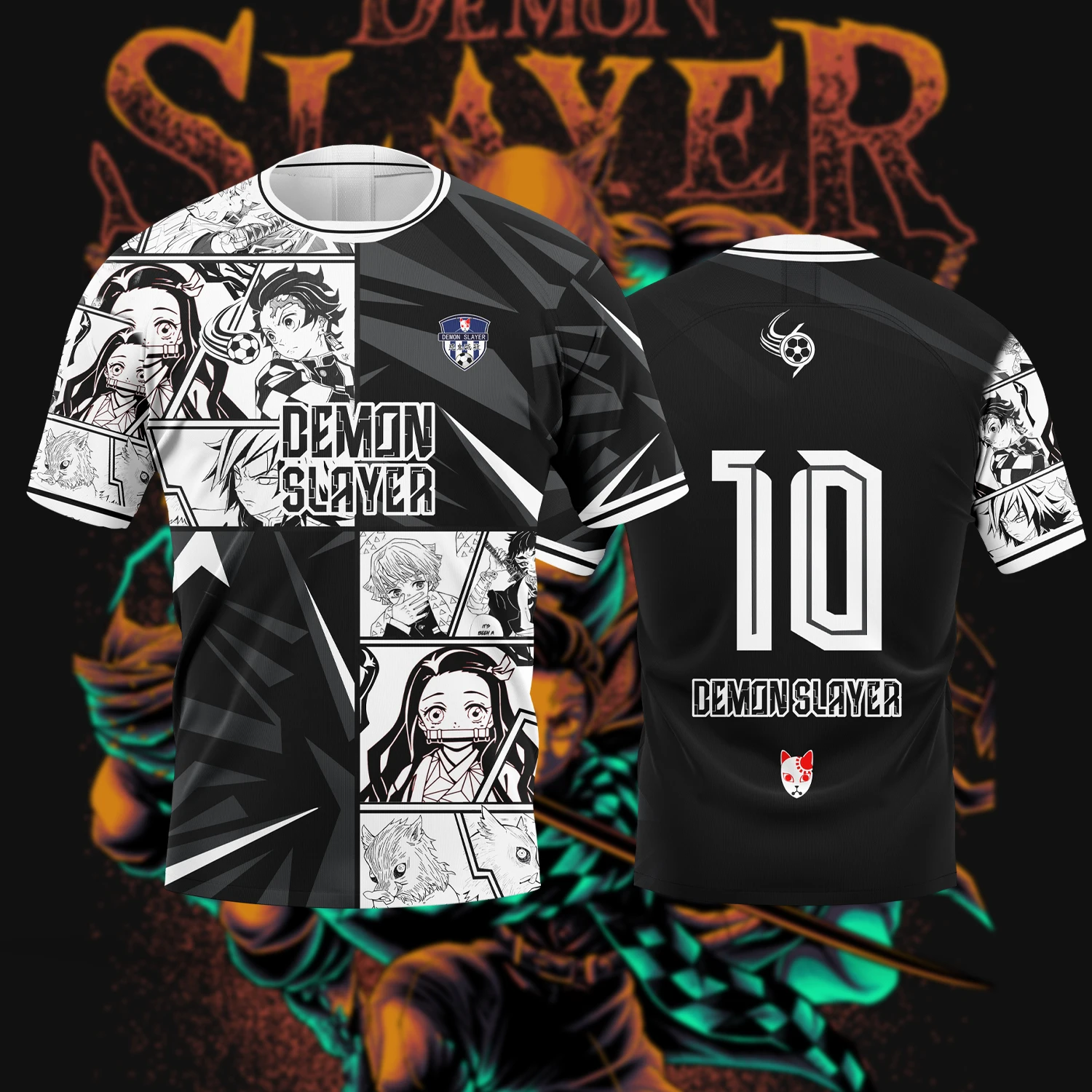 

2025 New Anime DEMON SLAYER Adult and Children's Football T-shirt, Special Design, Oversized Top, Summer Novelty