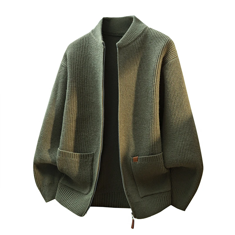 

Мужской вязаный кардиган на молнии, зимний теплый цвет, Гонконгский сле, корейский тренд, простой повседневный вязаный свитер