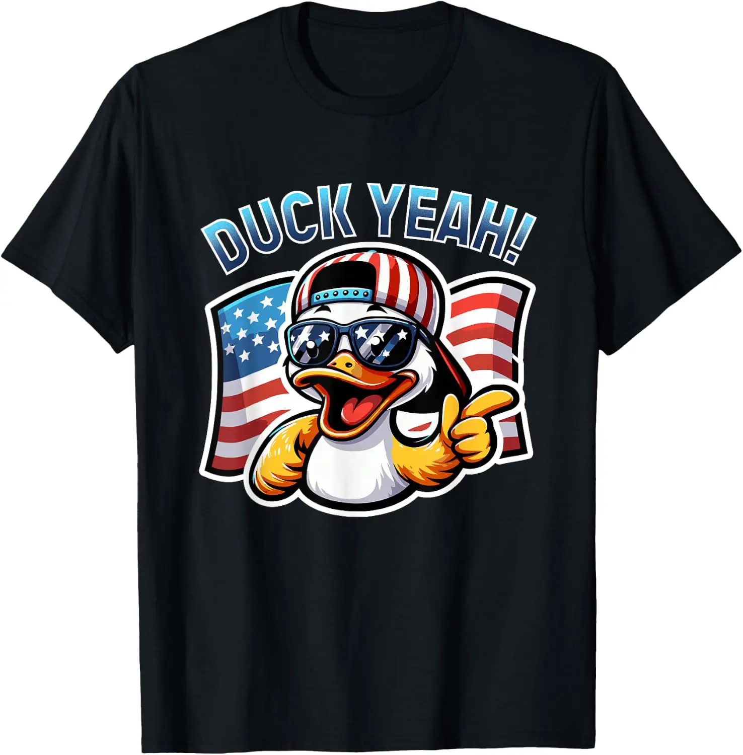 Yeah Patriotic American Flag Funny Duck T-Shirt 100% Cotton Trendy Y2K Short-Sleeve Tee – Soft, Quick-Drying, &