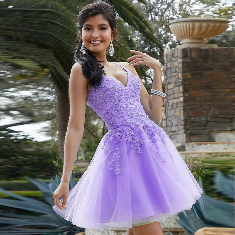 Customized Above Mini Skirt Spaghetti Straps Appliques Cocktail Sequins Backless Prom Party Gowns Homecoming Vestido De Fiesta