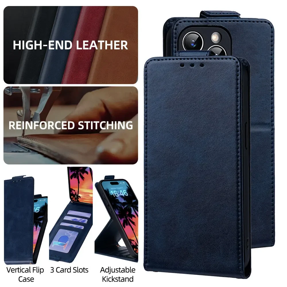 

Magnetic Vertical Flip Leather Phone Cover for Google Pixel 6 7 8 9 10 Pro XL/9a 8a 7a 6a with Built-in Wallet Card Slots