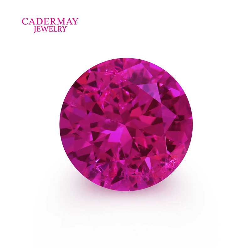 CADERMAY Hot Pink Ruby Gemstone With Inclusions 3mm-14mm Round Shape Rose Pink Lab Grown Ruby Loose Gemstones For Jewelry Making