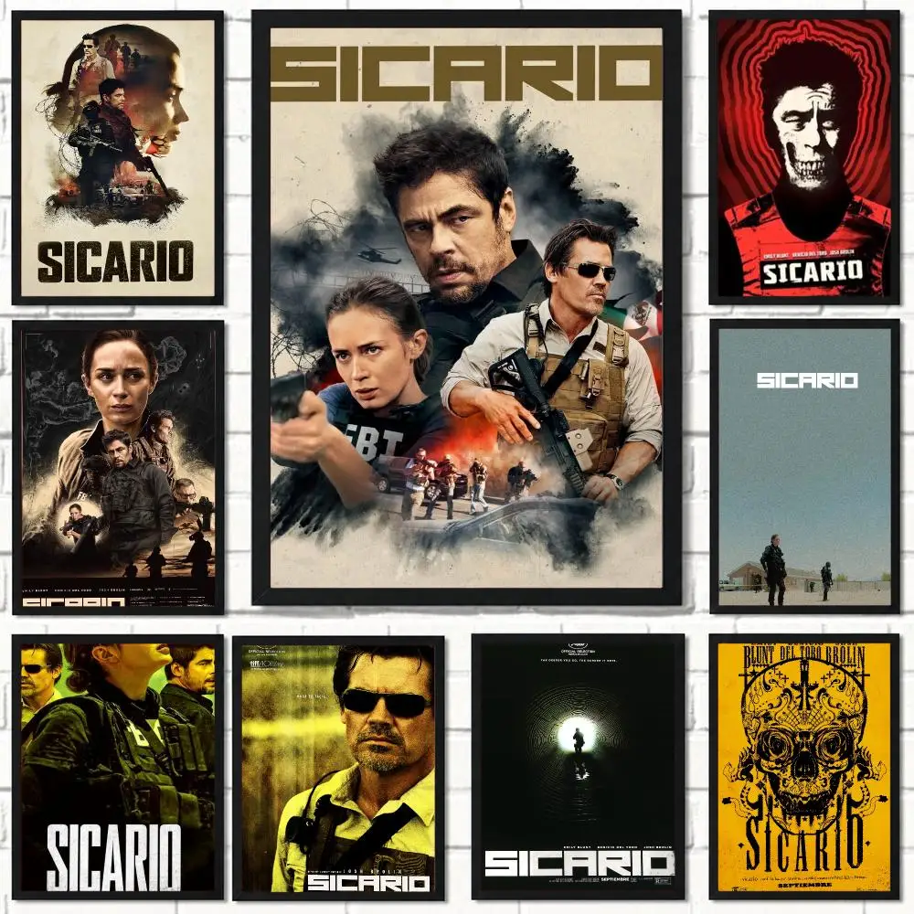 classic movie S-Sicario-O Poster Self Adhesive Wall Decor for Modern Home Cafe Office and Bar
