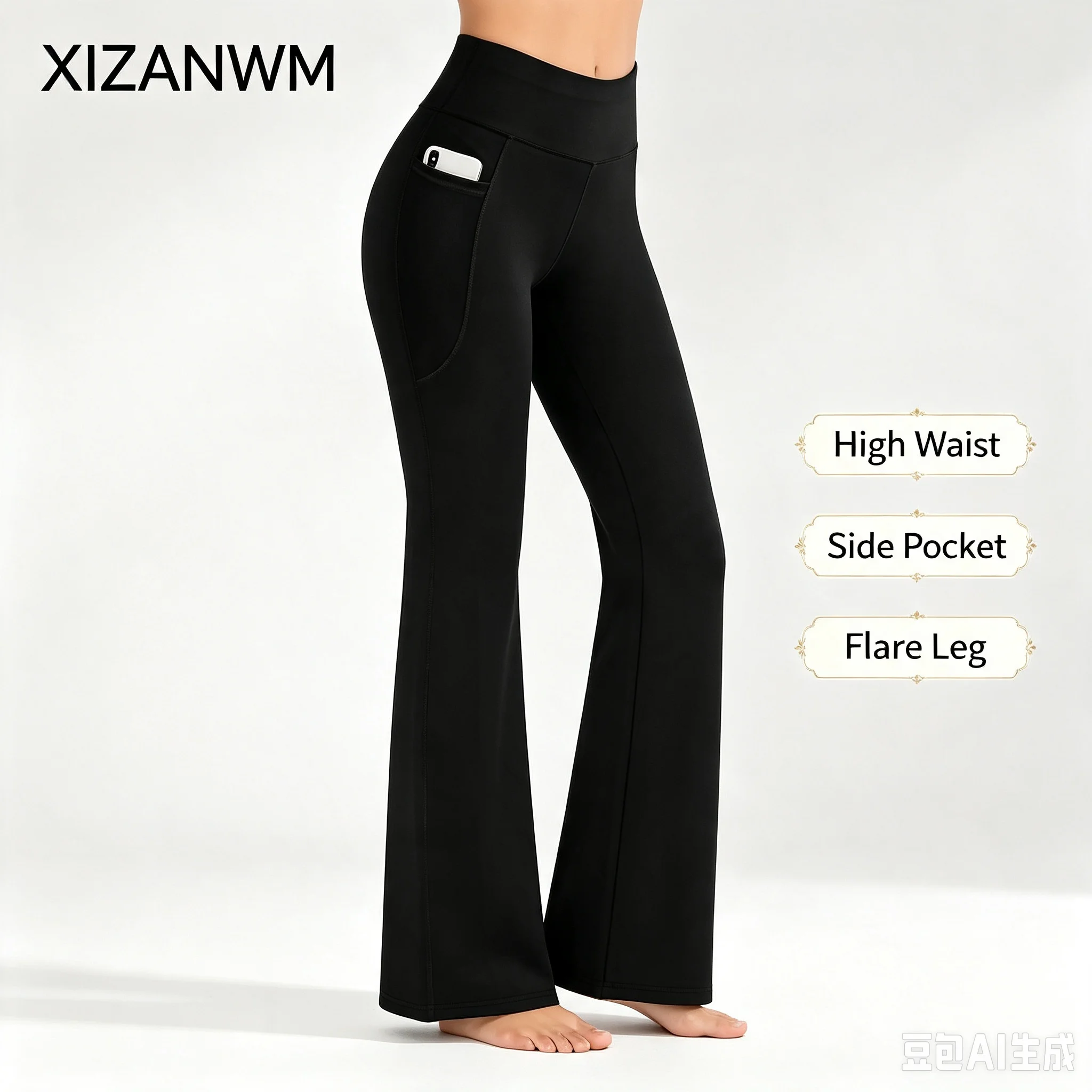 Women Yoga Leggings Flared Pants With Pockets Women High Waist Comfortable Pants Gym Sports Slim Flared Tight Pants Streetwear