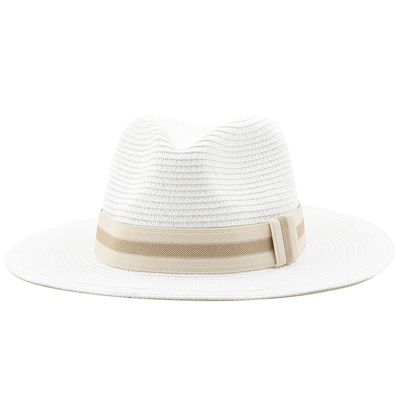 Bild 4: 54-58-60cm Damen Sommer Panama Hüte breite Krempe Stroh Sonnenhut Strand hut für Männer Mode Upf UV Schutz Fedoras Kappe für die Reise