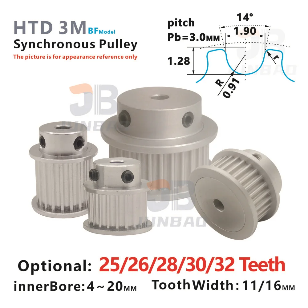 HTD 3M BF Type 25 26 28 30 32Teeth Synchronous Pulley Belt width 6 10 MM Bore 5 To 20 MM Driving Member Driving Wheel 3D printer