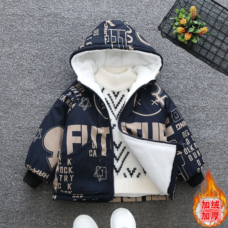 

Куртка для мальчиков, хлопковая ветровка, утепленный спортивный костюм с принтом на весну и осень, детская одежда для школы, 2024