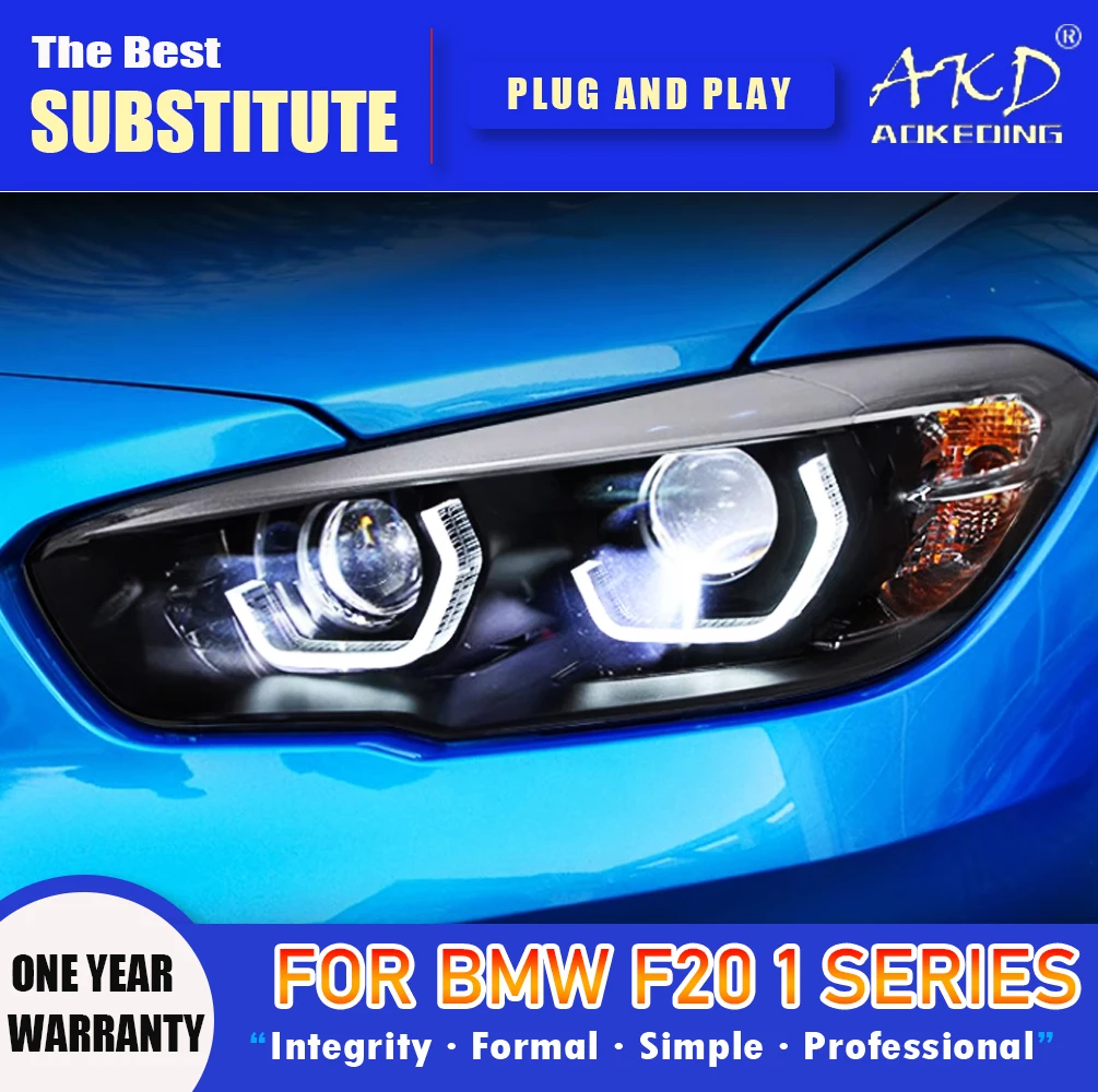 

AKD Head Lamp for BMW F20 LED Headlight 2015-2018 Headlights 1 Series 116i 118i DRL Turn Signal High Beam Angel Eye Projector