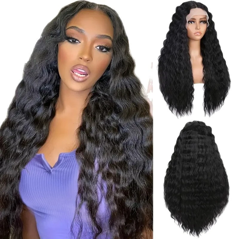 Fashionable with African small curls, front lace curly synthetic fiber wig