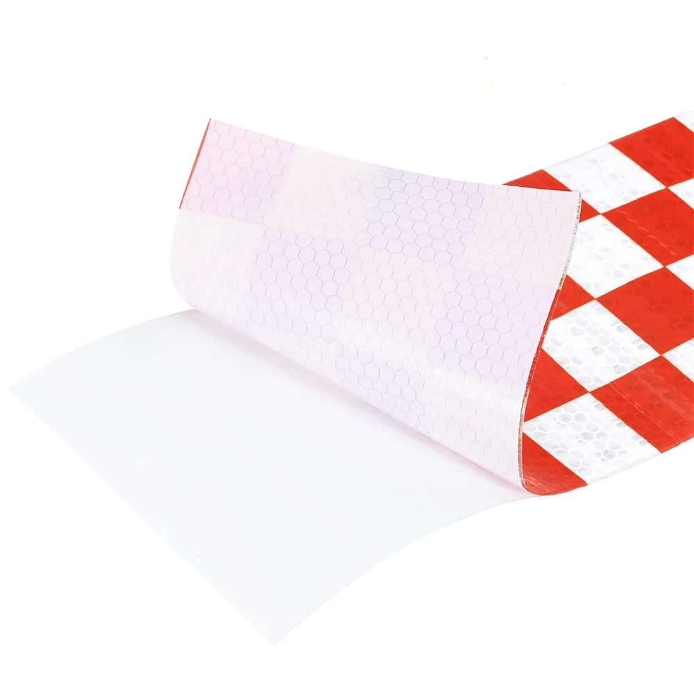 10CM*5M Grid Reflectors Tape Red White Reflective Stickers Waterproof Self-Adhesive Safety Warning Conspicuity Strips For Trucks
