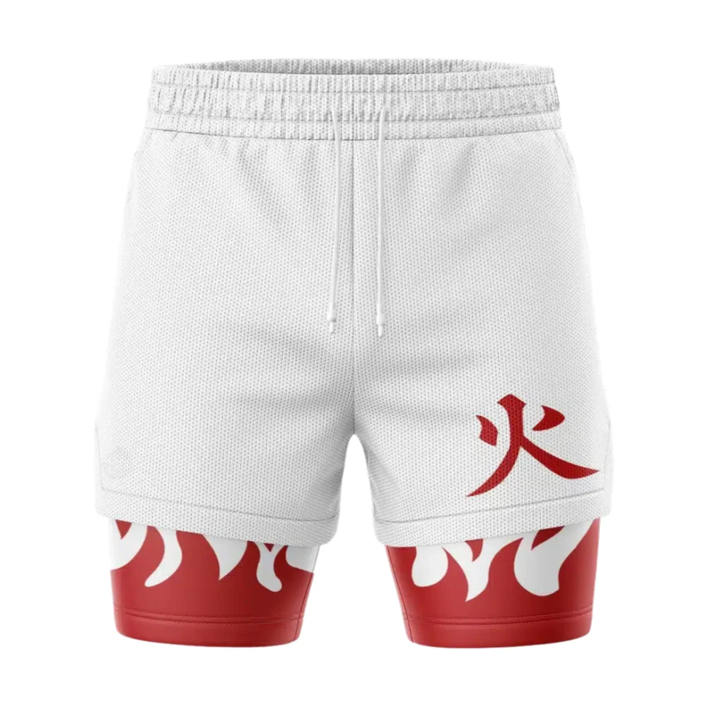 Naruto 4th Hokage Minato Shippuden Anime 2-in-1 Performance Shorts Family Summer Breathable Quick Dry Unisex Gym Fitness Shorts