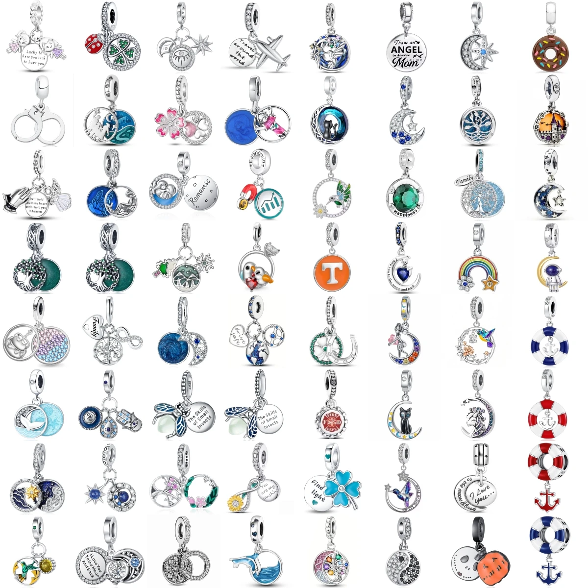 925 Sterling Silver Charms Multiple‑style Ocean Animal Rainbow Love Heart Pendant Beads Fit DIY Jewelry Making Accessories